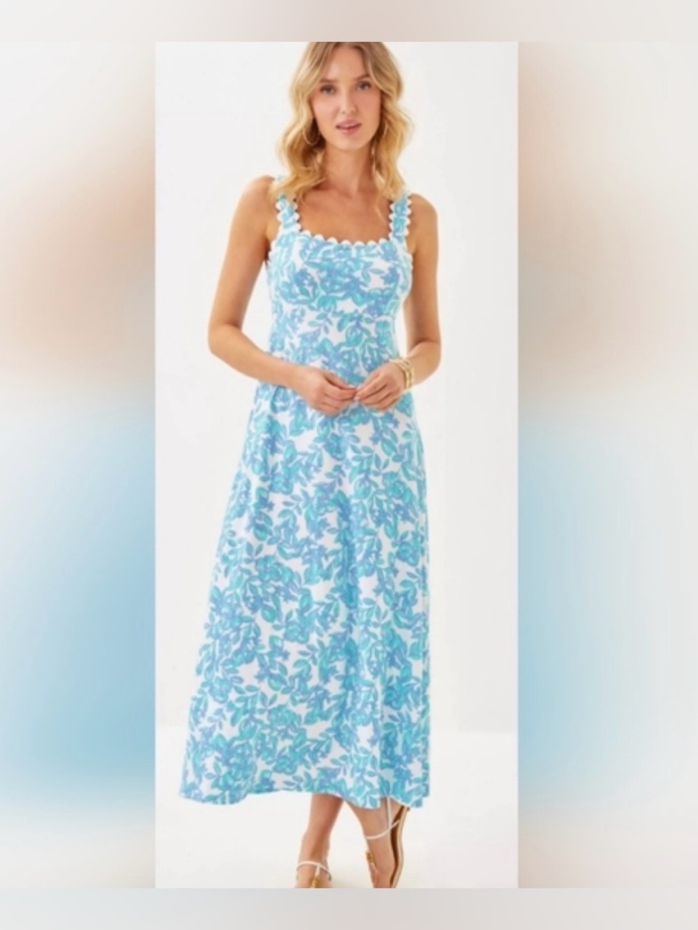 NWTO Lily Pulitzer Blue & White Floral Maxi Sundress